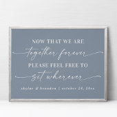 Simple Dusty Blue Seating Wedding Ceremony Sign Poster