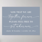 Simple Dusty Blue Seating Wedding Ceremony Sign Poster (Vorne)