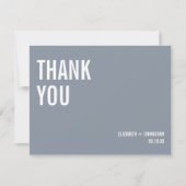 Simple Dusty Blue Typografy Wedding Dankeskarte (Vorderseite)