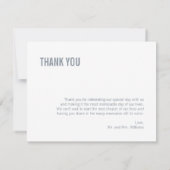 Simple Dusty Blue Typografy Wedding Dankeskarte (Rückseite)