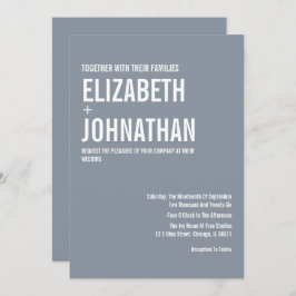 Simple Dusty Blue Typografy Wedding Einladung