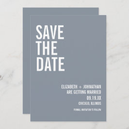 Simple Dusty Blue Typografy Wedding Save The Date