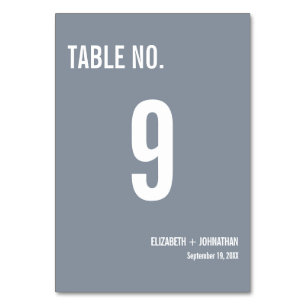 Simple Dusty Blue Typografy Wedding Tischnummer