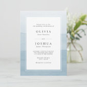 Simple Dusty Blue Watercolor Ombre Wedding Einladung (Stehend Vorderseite)
