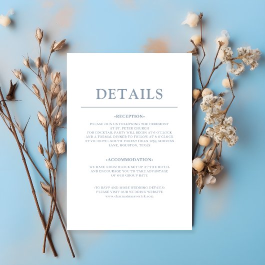 Simple Dusty Blue Wedding Begleitkarte