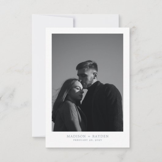 Simple Dusty Blue Wedding Foto Danke Card (Vorderseite)