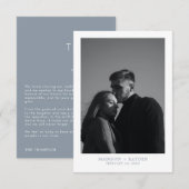 Simple Dusty Blue Wedding Foto Danke Card (Vorne/Hinten)