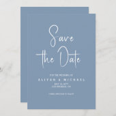 Simple Dusty Blue Wedding | QR-Code Save the Date Einladung (Vorne/Hinten)