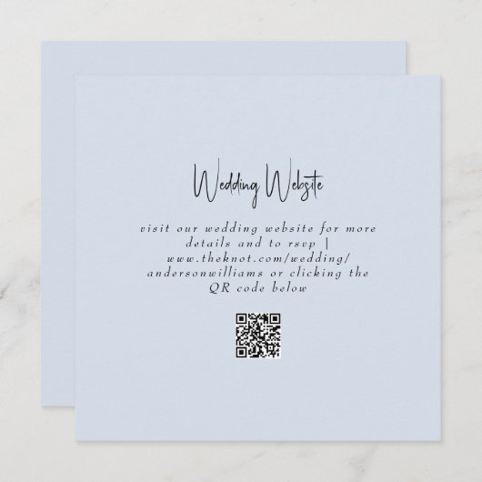 Simple Dusty Blue Wedding QR Code Website Square (Vorne/Hinten)
