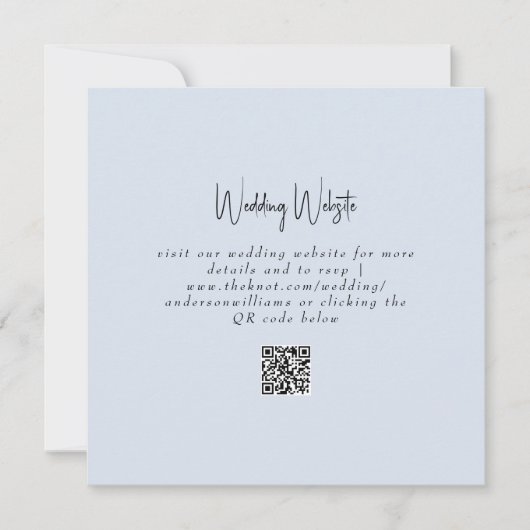 Simple Dusty Blue Wedding QR Code Website Square (Vorderseite)