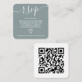 Simple dusty blue wedding rsvp Qr code Begleitkarte (Vorne/Hinten)