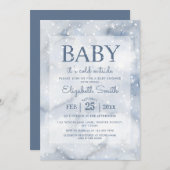 Simple Dusty Blue Winter Baby Shower Einladung (Vorne/Hinten)