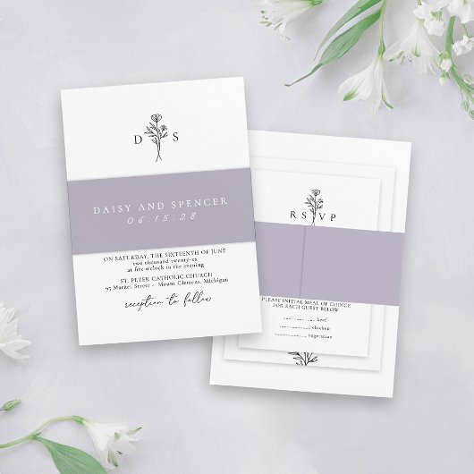 Simple Dusty Lilac Minimalistisch Name Classic Wed Einladungsbanderole