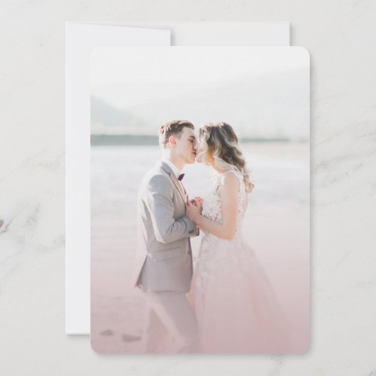 Simple Dusty Mauve Pink mit Script-Foto Hochzeit Save The Date (Rückseite)