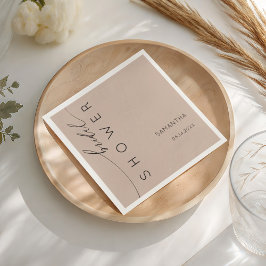 Simple Dusty Peach Bridal Shower Serviette