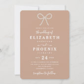 Simple Dusty Peach Pearl Bow Trendy Wedding Einladung (Vorderseite)