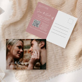 Simple Dusty Pink Boho Save the Date QR Code Foto Postkarte