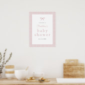 Simple Dusty Pink Gingham Girl Baby Dusche Willkom Poster (Küche)