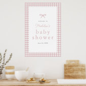 Simple Dusty Pink Gingham Girl Baby Dusche Willkom Poster (Küche)