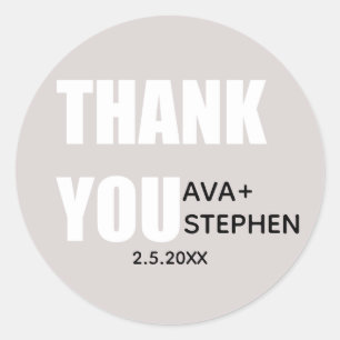 Simple Dusty Pink Minimalist Wedding Vielen Dank Runder Aufkleber