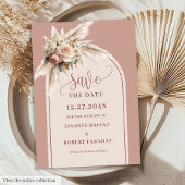 Simple Dusty Pink Pampas Grass Save the Date Card Einladung