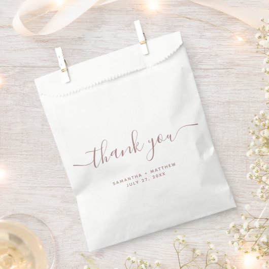 Simple Dusty Pink Vielen Dank, elegante Script Hoc Geschenktütchen (Ausgeschnitten)