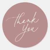 Simple Dusty Rose Calligraphy Script Vielen Dank Runder Aufkleber (Vorderseite)