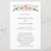 Simple Dusty Rose Floral Elegantes Hochzeitsprogra (Vorderseite)