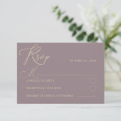 Simple Dusty Rose & Gold Typografy UAWG Wedding RSVP Karte (Stehend Vorderseite)