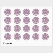 Simple Dusty Rose Mauve Monogram Runder Aufkleber (Blatt)