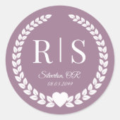Simple Dusty Rose Mauve Monogram Runder Aufkleber (Vorderseite)