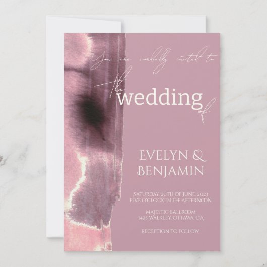 Simple Dusty Rose Mauve Wedding Einladung (Vorderseite)