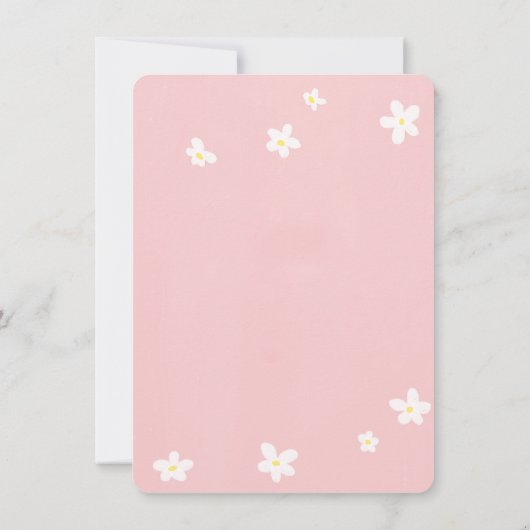 Simple Dusty Rose Niedlich Daisies Girl Birthday P Einladung (Rückseite)