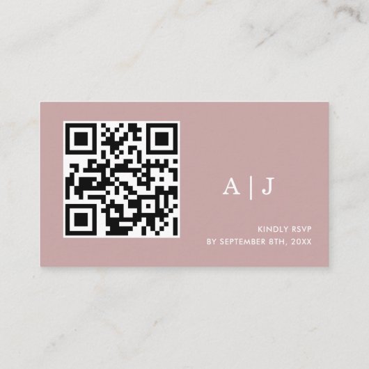 Simple Dusty Rose Wedding Website Qr Code Begleitkarte (Rückseite)