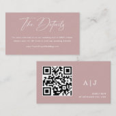 Simple Dusty Rose Wedding Website Qr Code Begleitkarte (Vorne/Hinten)