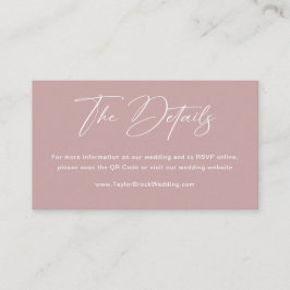 Simple Dusty Rose Wedding Website Qr Code Begleitkarte