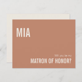 Simple Dusty Terracotta Matron of Honour Vorschlag Mitteilungskarte