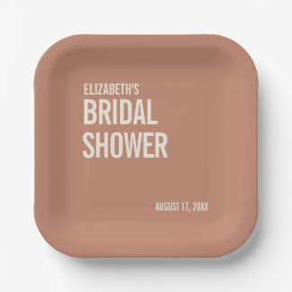 Simple Dusty Terracotta Typografy Brautparty Pappteller