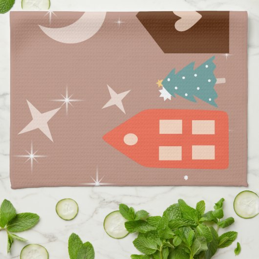 Simple Earth Tone Frohe Weihnachten Geschirrtuch (Gefaltet)