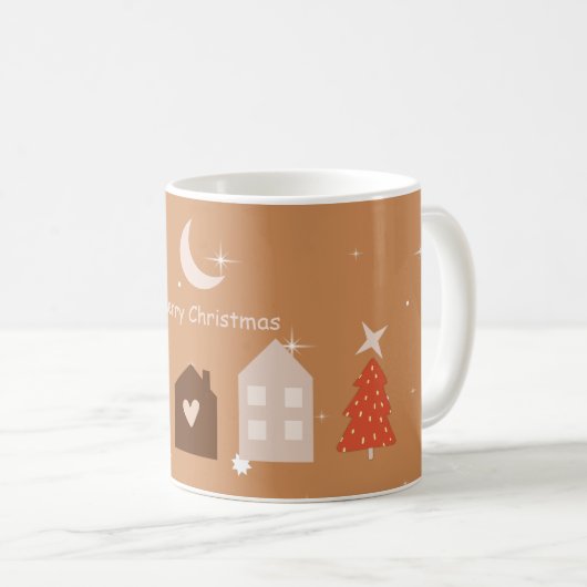 Simple Earth Tone Frohe Weihnachten Kaffeetasse (VorderseiteRechts)
