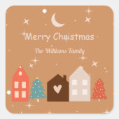 Simple Earth Tone Frohe Weihnachten Quadratischer Aufkleber (Vorderseite)
