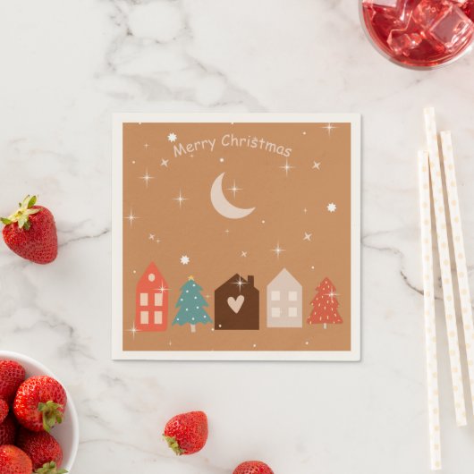 Simple Earth Tone Frohe Weihnachten Serviette (Beispiel)