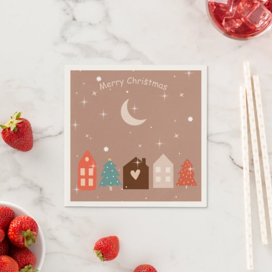 Simple Earth Tone Frohe Weihnachten Serviette (Beispiel)