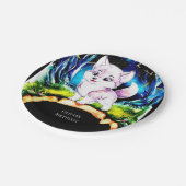 Simple Editable Wolf Birthday Pappteller (Schrägansicht)