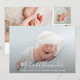 Simple Elegance Baby Boy Foto Birth Ankündigung