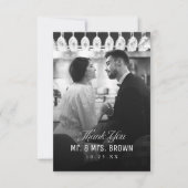 Simple Elegance Classy Script Photo Wedding  Dankeskarte (Vorderseite)