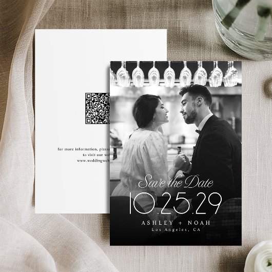 Simple Elegance Classy Script Photo Wedding  Save The Date