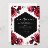 Simple Elegance Crimson Red Wedding Save The Date (Vorne/Hinten)