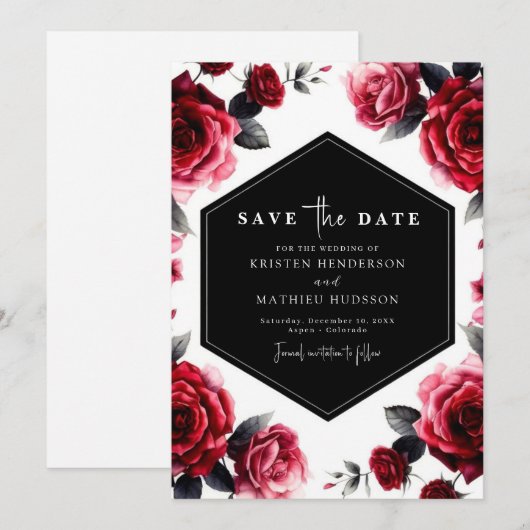 Simple Elegance Crimson Red Wedding Save The Date (Vorne/Hinten)