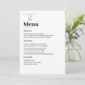 Simple Elegance for Your Wedding Menu Einladung (Stehend Vorderseite)